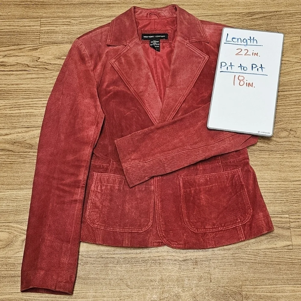 NEW YORK & COMPANY (STYLE.CN040071) GENUINE LEATHER SUEDE SINGLE BREASTE… - Picture 16 of 16